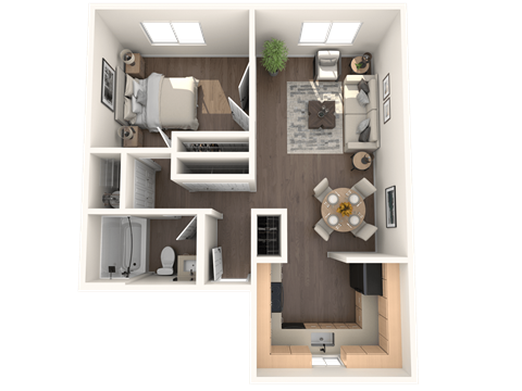 Aspire Eugene Apartments in Eugene, Oregon 1x1 Floor Plan